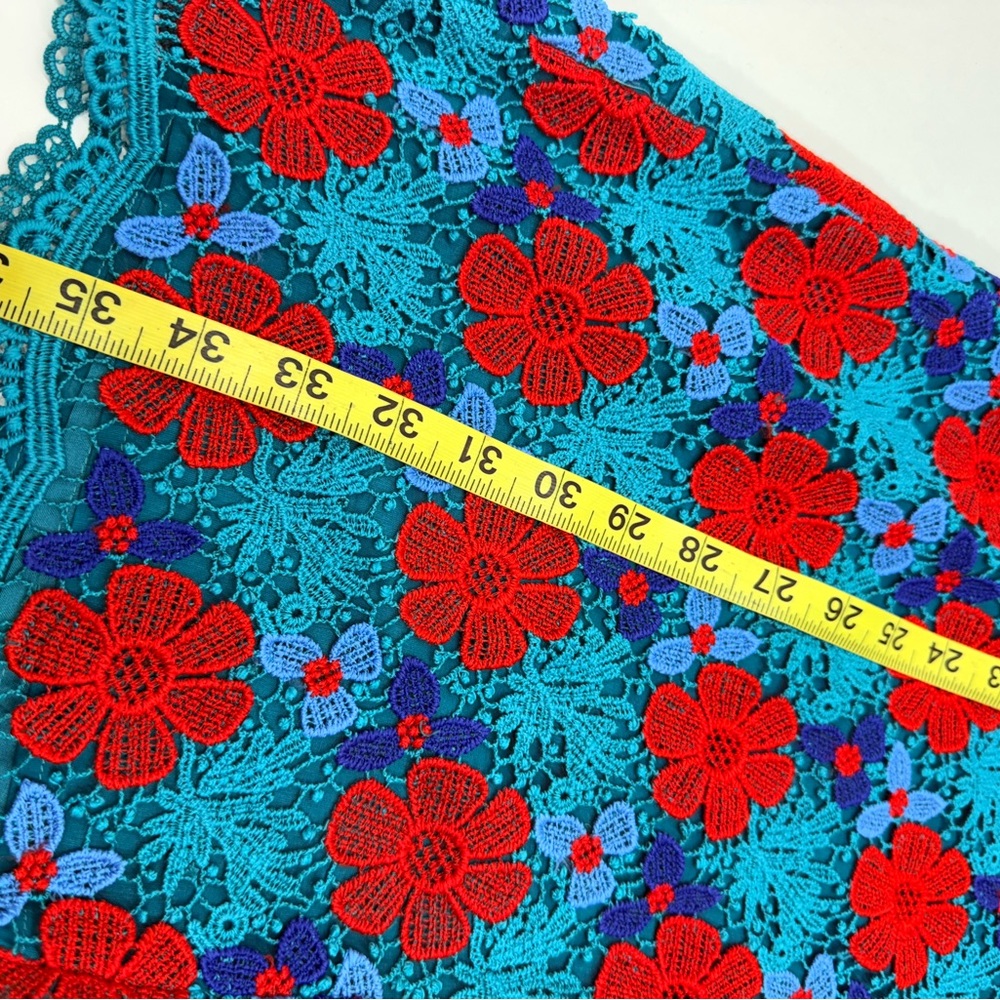 Draper James Size 10 Floral Lace Dress Party Cocktail Sleeveless Red Blue Teal - Picture 10 of 11